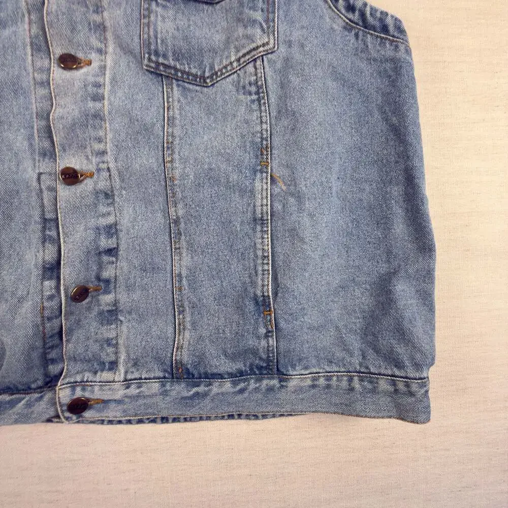 Jerxxs Vintage Denim Vest Blue Button Front